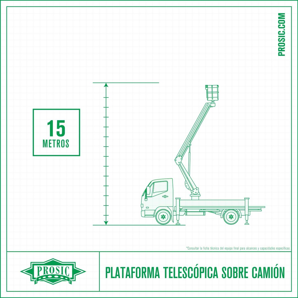 Plataforma Telescópica Sobre Camión 15 Metros, Combustión