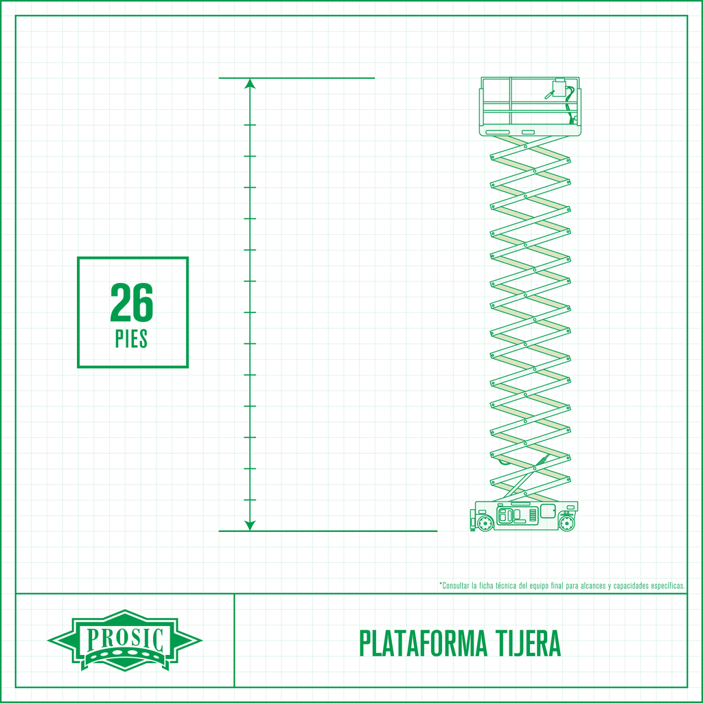 Plataforma Tijera 26 Pies, Eléctrica