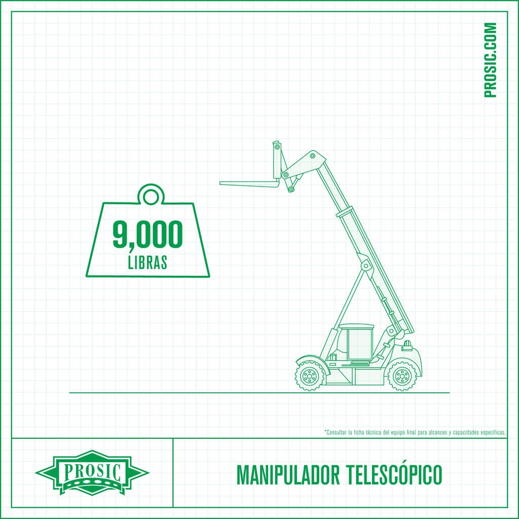 Manipulador Telescópico 9,000 Libras, Combustión