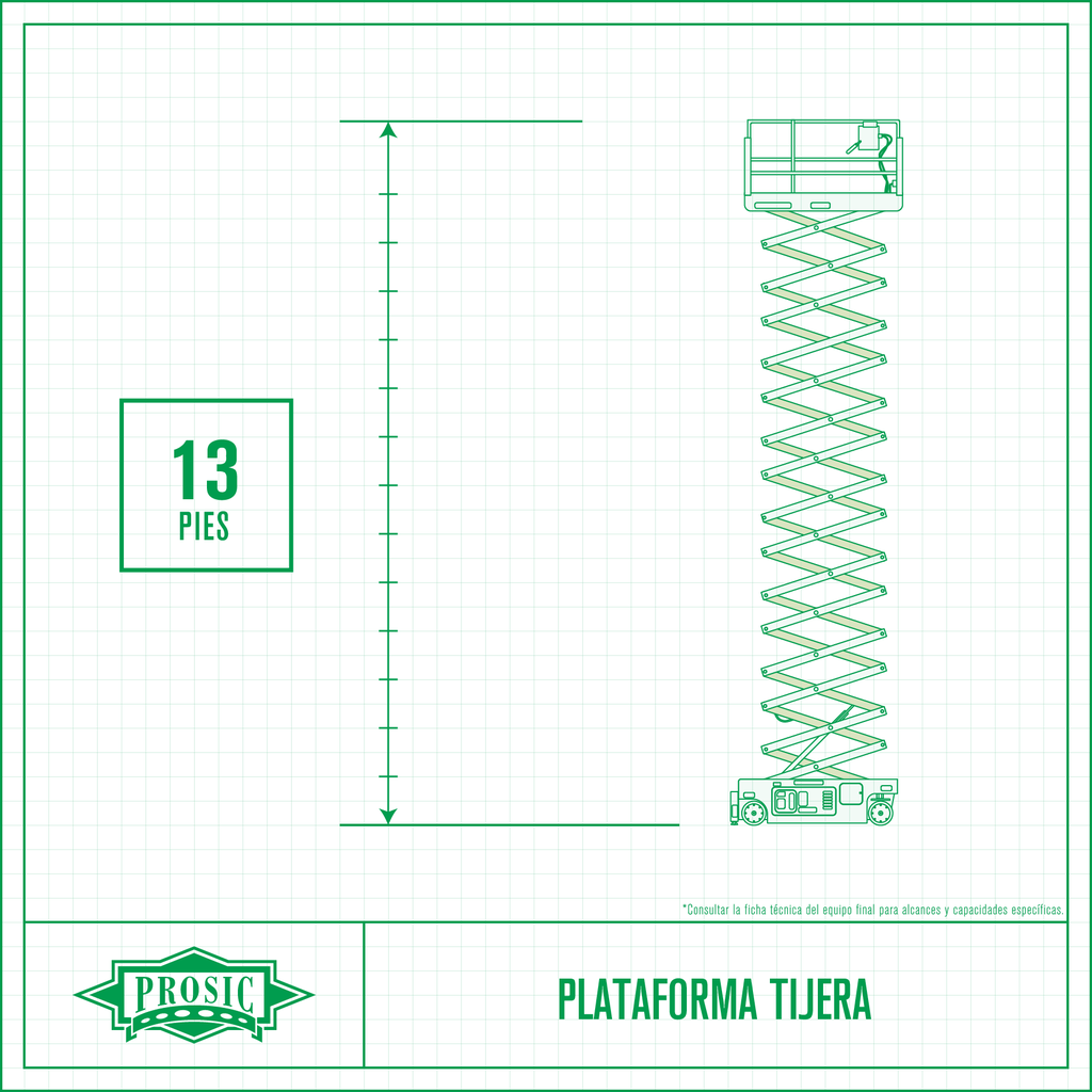 Plataforma Tijera 13 Pies, Eléctrica