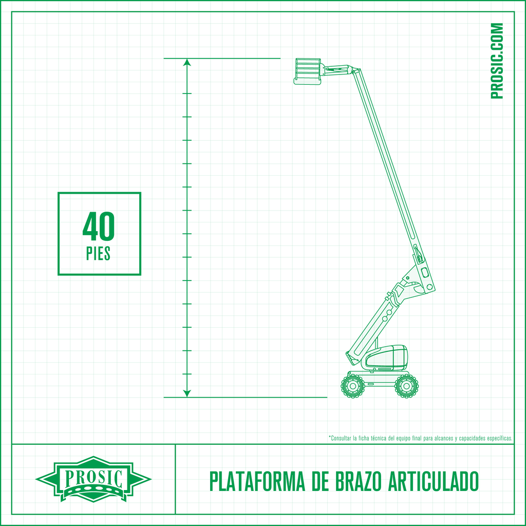 Plataforma Articulada 40 Pies, Eléctrica